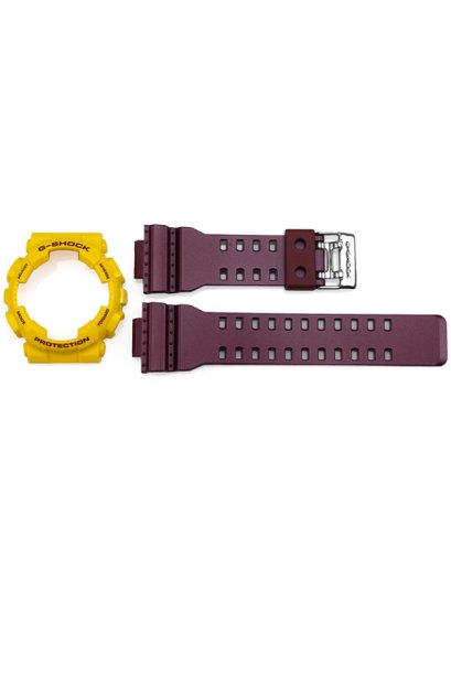 Casio G-Shock กรอบและสาย รุ่น GA-100CS-9A (สีเหลือง/แดงเลือดหมู)